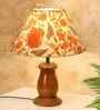 Mid Century Single Table Lamp with Walnut Finish and Birds Cone Shade