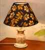 Mid Century Single Table Lamp with White-Wash Finish and Iris Cone Shade
