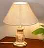 Mid Century Single Table Lamp with Whitewash Finish and Jute Cone Shade