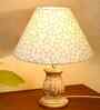 Mid Century Single Table Lamp with Whitewash Finish and Star Cone Shade