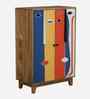 Midas Mango Wood Hand Painted Multicolor 2 Door Cabinet In Natural Finish