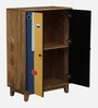 Midas Mango Wood Hand Painted Multicolor 2 Door Cabinet In Natural Finish