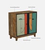 Midas Mango Wood Hand Painted Multicolor 2 Door Wide Cabinet In Natural Finish