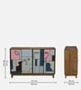 Midas Mango Wood Hand Painted Multicolor 4 Door Sideboard In Natural Finish
