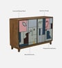 Midas Mango Wood Hand Painted Multicolor 4 Door Sideboard In Natural Finish