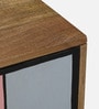 Midas Mango Wood Hand Painted Multicolor 4 Door Sideboard In Natural Finish