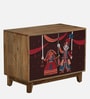 Midas Mango Wood Hand Painted Multicolor Two Door Cabinet in Natural Finish