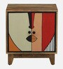 Midas Mango Wood Hand Painted Multicolour 2 Door Small Cabinet In Natural Finish