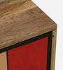 Midas Mango Wood Hand Painted Multicolour 2 Door Small Cabinet In Natural Finish