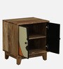 Midas Mango Wood Hand Painted Multicolour 2 Door Small Cabinet In Natural Finish