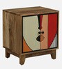Midas Mango Wood Hand Painted Multicolour 2 Door Small Cabinet In Natural Finish