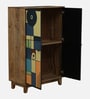 Midas Mango Wood Handpainted Multicolour 2 Door Tall Cabinet In Natural Finish