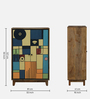 Midas Mango Wood Handpainted Multicolour 2 Door Tall Cabinet In Natural Finish