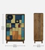 Midas Mango Wood Handpainted Multicolour 2 Door Tall Cabinet In Natural Finish
