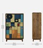Midas Mango Wood Handpainted Multicolour 2 Door Tall Cabinet In Natural Finish
