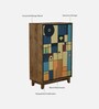 Midas Mango Wood Handpainted Multicolour 2 Door Tall Cabinet In Natural Finish