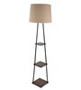 Midewest 3 Tier Beige Cotton Shade Floor Lamp With Black & Walnut Color Shelf Base