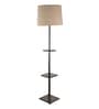 Midewest 3 Tier Beige Cotton Shade Floor Lamp With Black & Walnut Color Shelf Base