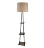 Midewest 3 Tier Beige Cotton Shade Floor Lamp With Black & Walnut Color Shelf Base