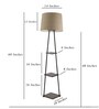 Midewest 3 Tier Beige Cotton Shade Floor Lamp With Black & Walnut Color Shelf Base