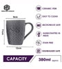 Midnight Ash Coffee Mug Set of 4 (380ML Each) Microwave Safe Coffee Mugs