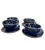 Midnight Blue Ceramic  8 Pcs Tea Cups With Saucer