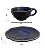 Midnight Blue Ceramic  8 Pcs Tea Cups With Saucer
