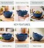 Midnight Blue Textured Ceramic Bowl, 500 Ml