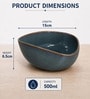 Midnight Blue Triangle Ceramic Serving Bowls, 500 Ml (Set Of 2)