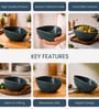 Midnight Blue Triangle Ceramic Serving Bowls, 500 Ml (Set Of 2)