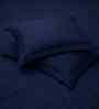 Midnight Navy Solid 300 TC Pure Cotton King Fitted Bedsheet with 2 Pillow Covers