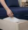 Midnight Navy Solid 300 TC Pure Cotton King Fitted Bedsheet with 2 Pillow Covers