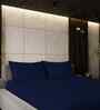 Midnight Navy Solid 500 TC Pure Cotton King Fitted Bedsheet with 2 Pillow Covers