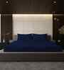 Midnight Navy Solid 500 TC Pure Cotton King Fitted Bedsheet with 2 Pillow Covers