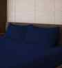 Midnight Navy Solid 500 TC Pure Cotton King Fitted Bedsheet with 2 Pillow Covers