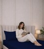 Midnight Navy Stripe 300 TC Pure Cotton King Fitted Bedsheet with 2 Pillow Covers