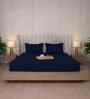 Midnight Navy Stripe 300 TC Pure Cotton King Fitted Bedsheet with 2 Pillow Covers