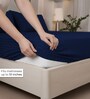 Midnight Navy Stripe 300 TC Pure Cotton King Fitted Bedsheet with 2 Pillow Covers