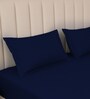 Midnight Navy Stripe 300 TC Pure Cotton King Fitted Bedsheet with 2 Pillow Covers