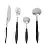 Midnight Opulence Black & Gold  Stainless Steel (Set of 16) Cutlery  Set
