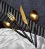 Midnight Opulence Black & Gold  Stainless Steel (Set of 16) Cutlery  Set