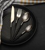 Midnight Opulence Black & Gold  Stainless Steel (Set of 16) Cutlery  Set