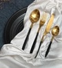 Midnight Opulence Black & Gold  Stainless Steel (Set of 16) Cutlery  Set