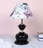Midnight Radiance Black Metal Table Lamp With Cobra Saffron Print Satin Shade