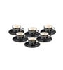 Midnight Spiral Ceramic Cup and Saucer Set of 12(130ml) Tea Coffee Cups