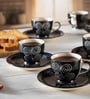 Midnight Spiral Ceramic Cup and Saucer Set of 12(130ml) Tea Coffee Cups