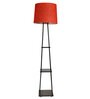 Zeynep Red Cotton Shade Shelf Floor Lamp With Metal Base