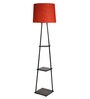 Zeynep Red Cotton Shade Shelf Floor Lamp With Metal Base