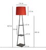 Zeynep Red Cotton Shade Shelf Floor Lamp With Metal Base