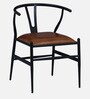 Migos Metallic Dining Chair in Black Finish with Tan Leather